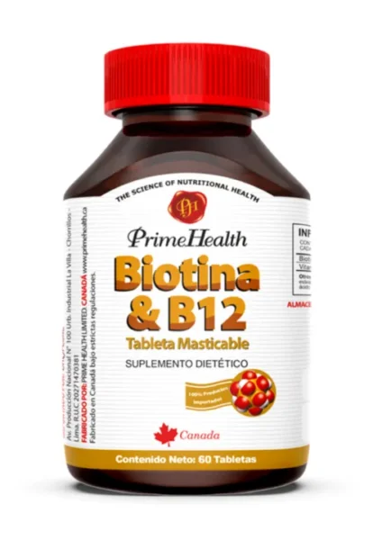 Biotina + B12 x 60 Tabletas  Masticables Prime Health