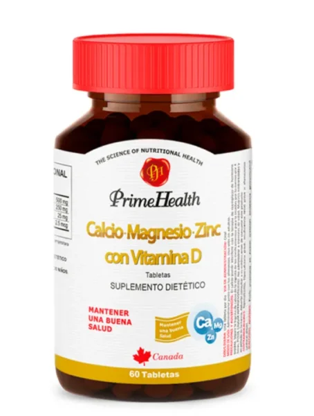 Calcio + Magnesio + zinc + Vit D x 60 Tabletas Prime Health