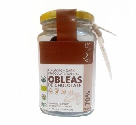 Chocolate wafers obleas 70% de cacao 200 gr